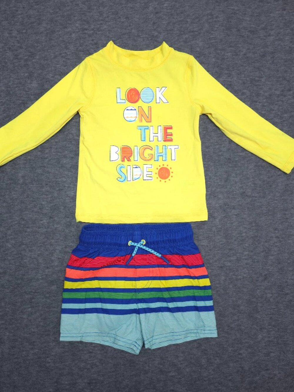 Cat & Jack Bright Side Swim Set Rash Guard Trunks 18M